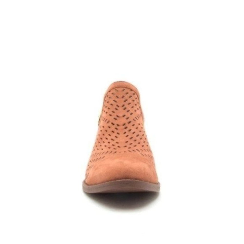 6/6.5/8/8.5 Buckled cutout suede ankle booties brown orange - Picture 8 of 11